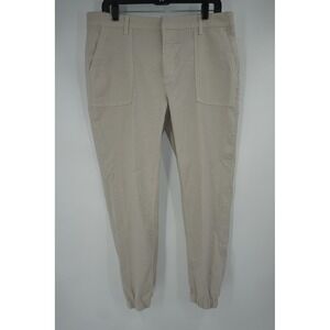 Frank & Eileen Jogger Pants Womens 12 Beige Jameson Cuffed Linen Stretch USA‎